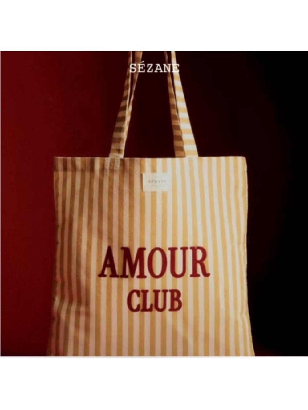 NWOT Sézane AMOUR CLUB Stripe Tote Bag